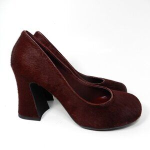 Jeffrey Campbell Buxom Pumps Heels Size 5.5 Genuine Calf Hair Wine Burgundy NEW